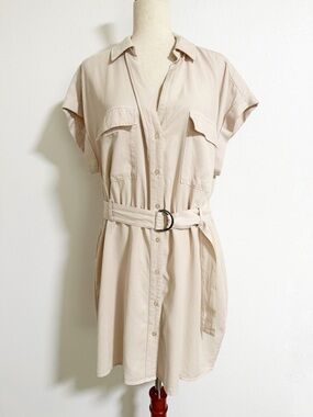 NEW Kittenish x Flag & Anthem Button Front Tencel Utility Shirt Dress